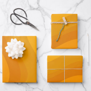 Ombre Yellow Gradient Wavy Lines Geometric Artwork Wrapping Paper Sheet