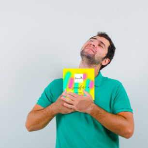 Ombre Yellow Pink Abstract Custom QR LOGO  Square Business Card