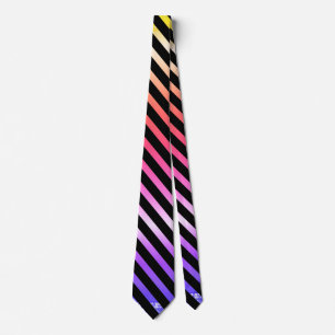 Ombre Yellow Pink Purple Diagonal Stripes Tie
