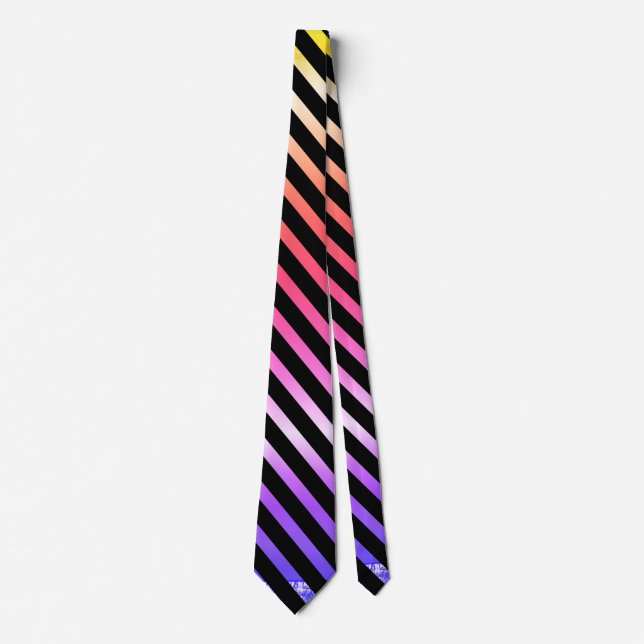 Ombre Yellow Pink Purple Diagonal Stripes Tie (Front)