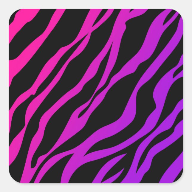 Ombre Zebra Print Square Sticker (Front)