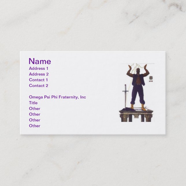 Omega Psi Phi Fraternity Business Card (Front)