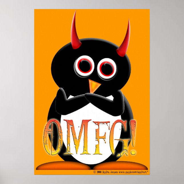OMFG! funny Evil Penguin Poster (Front)