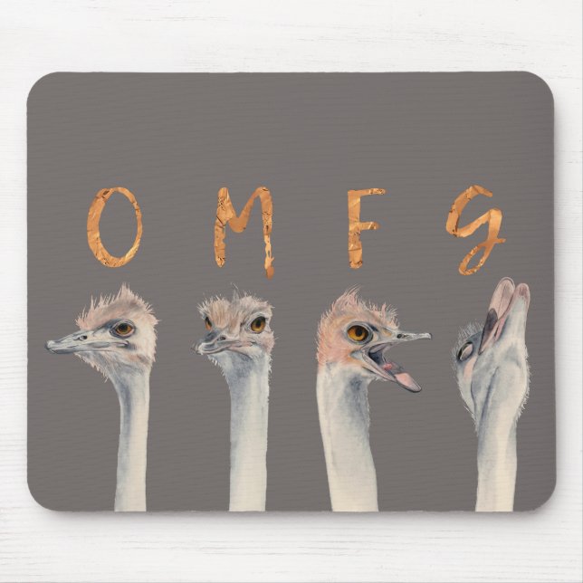 OMFG Ostriches Mouse Pad (Front)