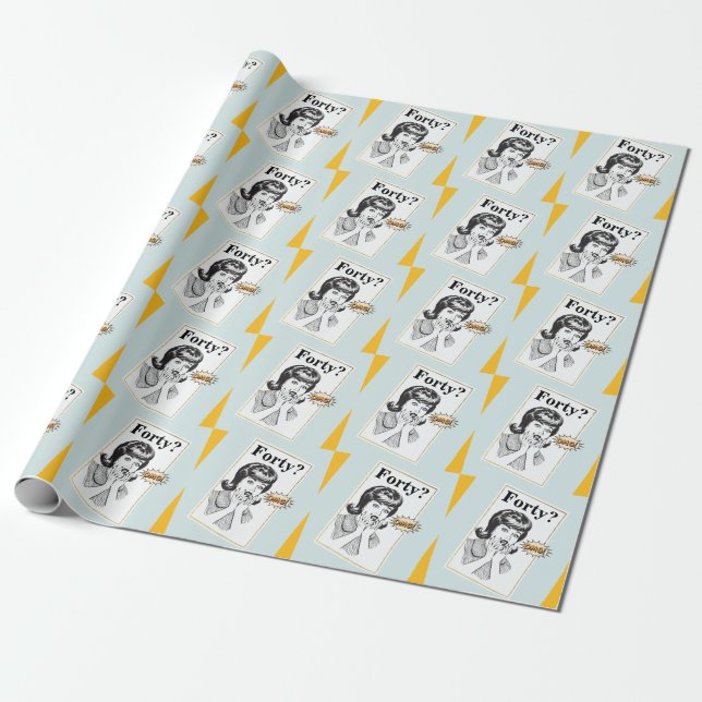 OMG 40th Birthday Party Funny Womans Birthday Wrapping Paper (Unrolled)