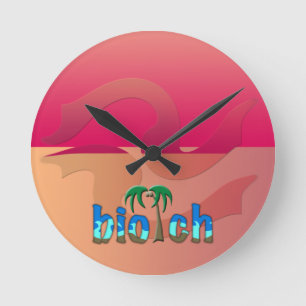 OMG! biotch Round Clock
