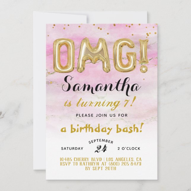 OMG! Birthday Confetti Invitation (Front)
