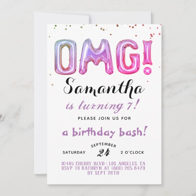 OMG! Birthday Confetti Invitation (Front)