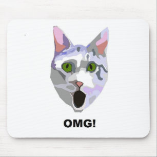 OMG! CAT 'what has he seen?' Mouse Pad