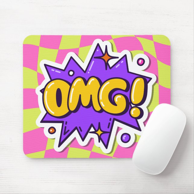 OMG Cool pop art Colourful chequered Purple Pink  Mouse Pad (With Mouse)