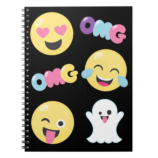 OMG Emoji Emotions Spiral Notebook (Front)