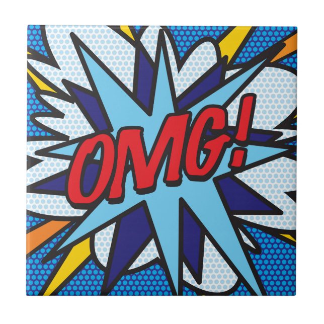 OMG Fun Retro Comic Book Pop Art Ceramic Tile (Front)