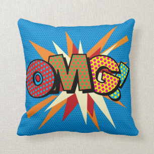 OMG Fun Retro Comic Book Pop Art Cushion
