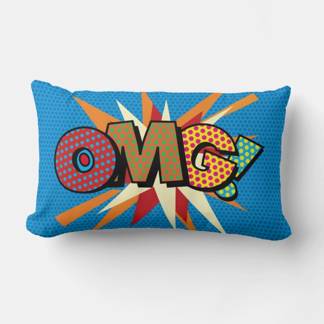 OMG Funny Modern Cool Trendy Comic Book Pop Art Lumbar Cushion (Front)