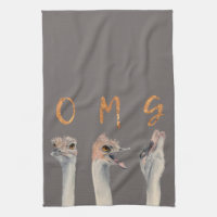 OMG Funny Ostriches Watercolor Illustration