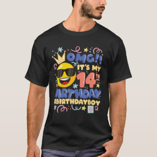 Omg! It's My 14Th Birthday Boy Emoticon 14 Year Ol T-Shirt