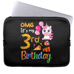 OMG It's My 3rd Birthday 3 Years Old Cute Unicorn Laptop Sleeve