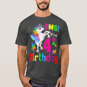 OMG It's My 4th Birthday Girls Unicorn 4 Years Old T-Shirt