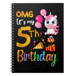 OMG It's My 5th Birthday 5 Years Old Cute Unicorn Notebook