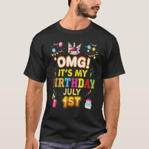 Omg It's My Birthday July 1st Vintage 1 Happy Kid  T-Shirt