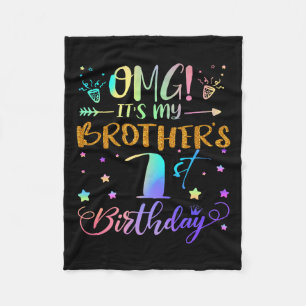 Omg Its My Brothers 1st Birthday Sweet 1 Years Old Fleece Blanket