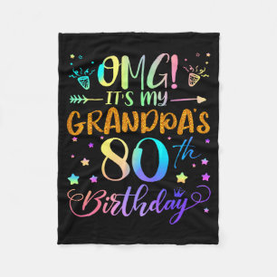 Omg Its My Grandpas 80th Birthday Sweet 80 Years O Fleece Blanket