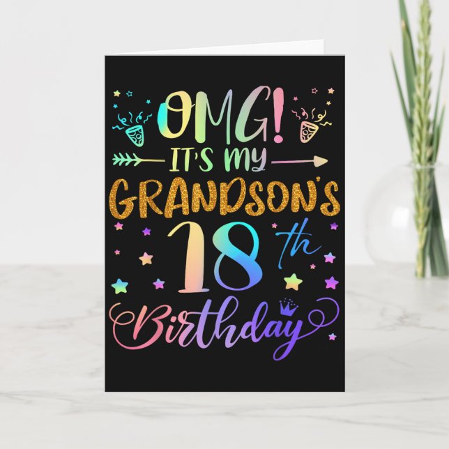 Omg Its My Grandsons 18th Birthday Sweet 18 Years  Card (Front)