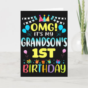 Omg Its My Grandsons 1st Birthday Sweet 1 Year Old Card