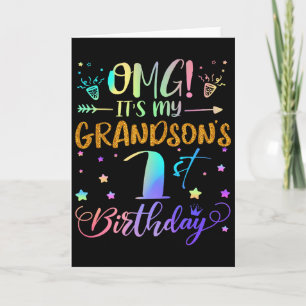 Omg Its My Grandsons 1st Birthday Sweet 1 Years Ol Card