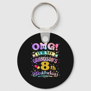 Omg Its My Grandsons 8th Birthday Happy 8 Years Ol Key Ring