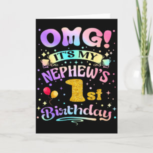 Omg Its My Nephews 1st Birthday Happy 1 Years Old Card