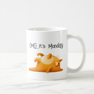 OMG It's the Monday Blues Funny Yellow Cat Gift Coffee Mug