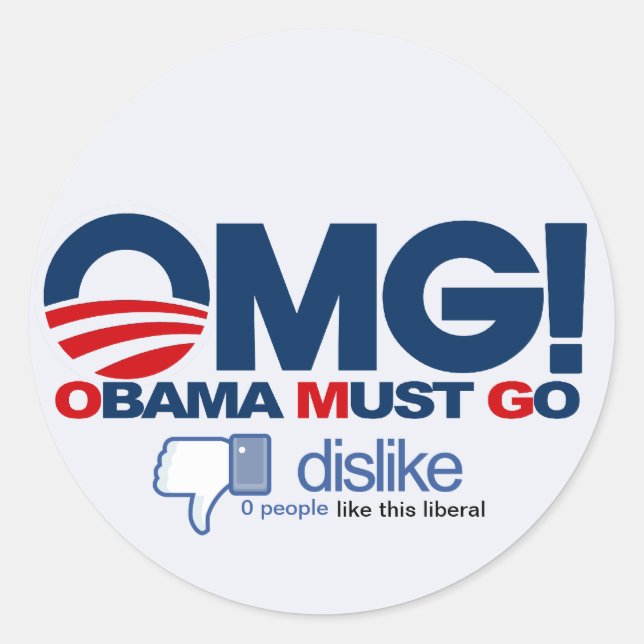 OMG! Obama Must Go - dislike button Classic Round Sticker (Front)
