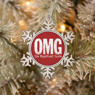 OMG: One Magnificent Goalie Snowflake Pewter Chris Christmas Ornament