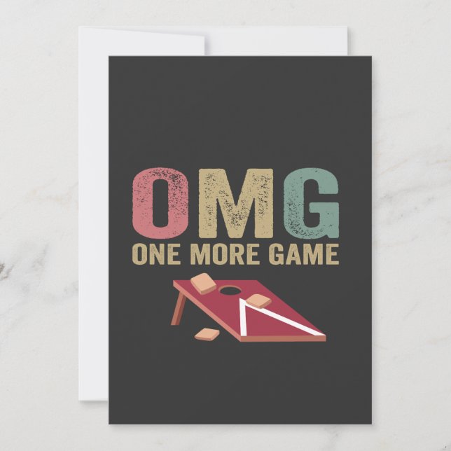 Omg One More Game Funny Conrhole Game Retro Gift  Invitation (Front)