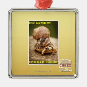 OMG! Slow down! Metal Ornament