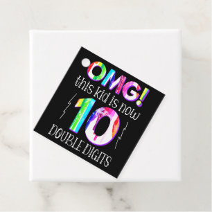 OMG! This Kid Is Now 10 Double Digits Paint Drip Favour Tags