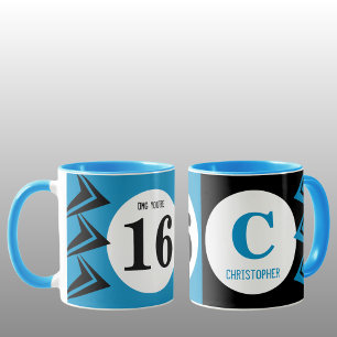 OMG you're 16 monogram name blue and black Mug
