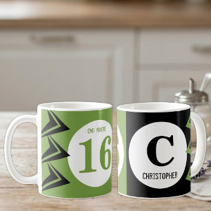 OMG you're 16 monogram name green and black Coffee Mug