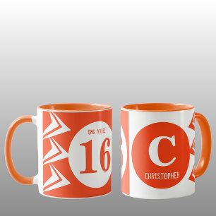 OMG you're 16 monogram name orange and white Mug