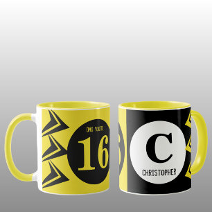 OMG you're 16 monogram name yellow and black Mug