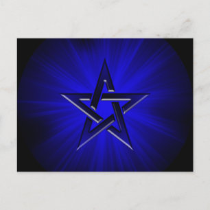 Ominous Blue Pentagram Postcard