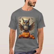 Ominous Owl with Spooky Pumpkins: Halloween Vibes