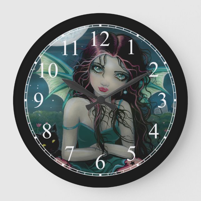Ominously Sweet Little Vampire Fairy Wall Clock (Front)