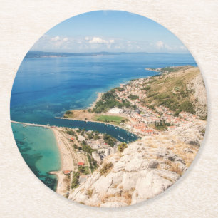 Omis, Croatia - Adriatic seaside Round Paper Coaster