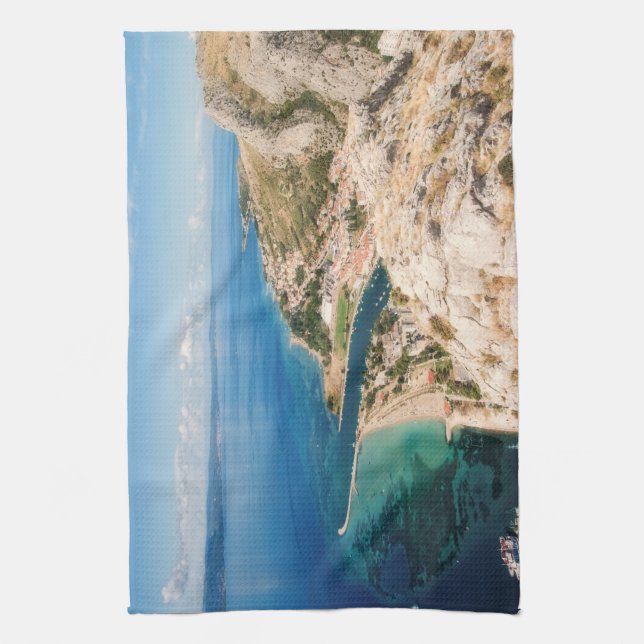 Omis, Croatia - Adriatic seaside Tea Towel (Vertical)