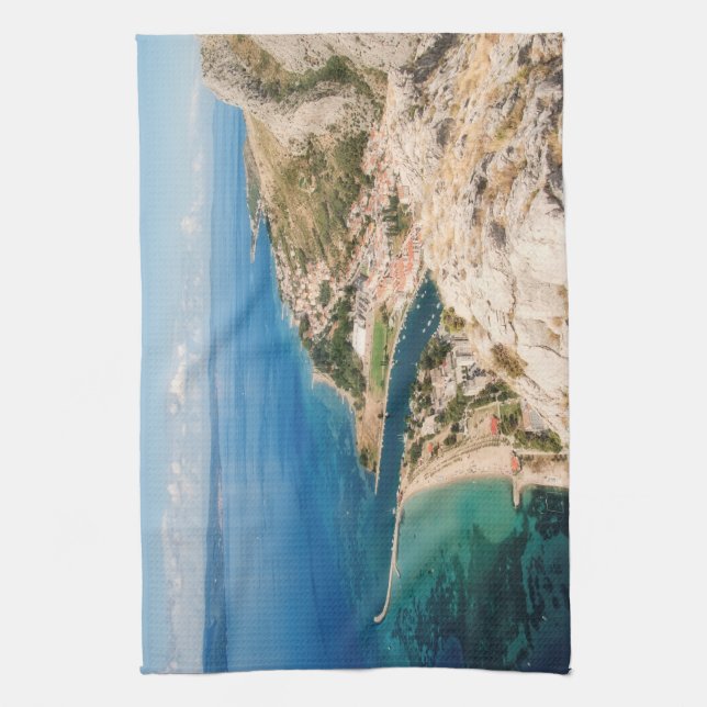 Omis, Croatia - Adriatic seaside Tea Towel (Vertical)