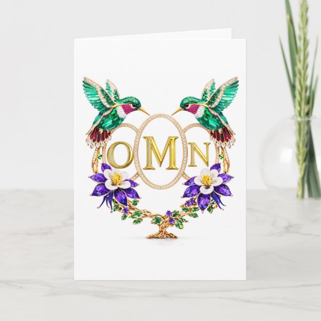 OMN Hummingbird Any Letters Custom Folded Wedding Invitation (Front)