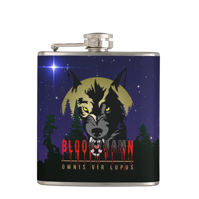 Omnis vir Lupus | Vinyl Wrapped Flask (Front)