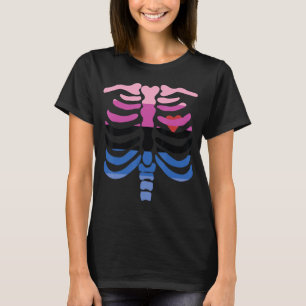 Omnisexual Pride Flag Skeleton Ribcage Omnisexual T-Shirt
